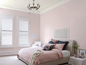 Pink bedroom with white ceiling project